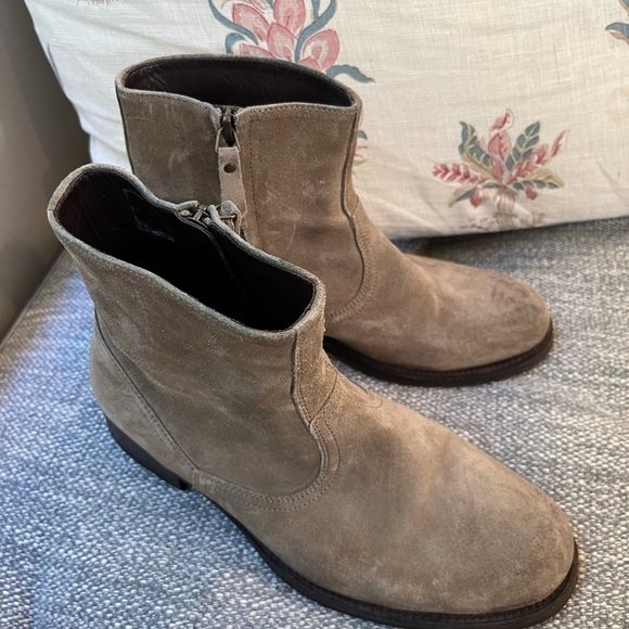 NDC Ankle Boots Booties Womens Tan Suede Side Leather Zip Tassel Handmade 37.5 - Picture 3 of 8
